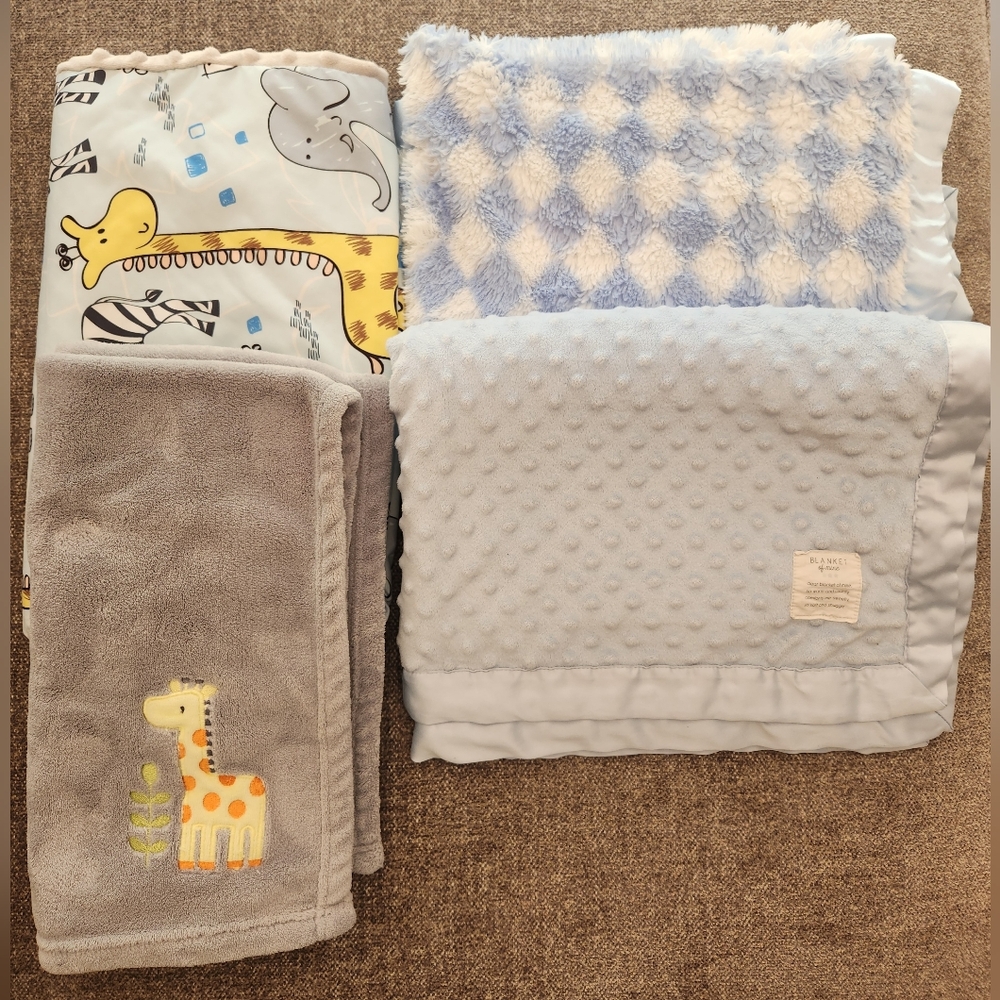 Baby Boy Blankets Bundle - Set of 4